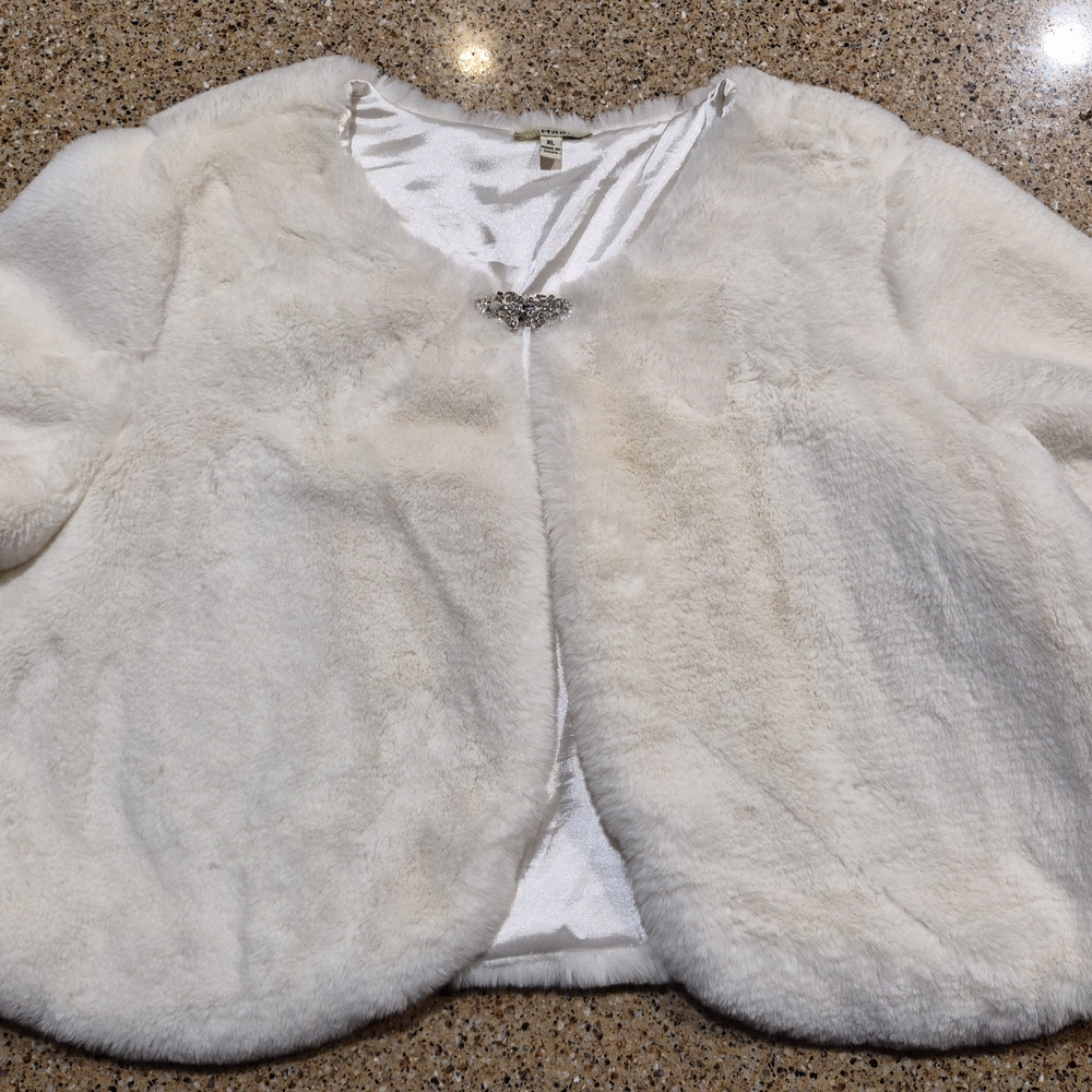 Elegant White Faux Fur Kids Jacket